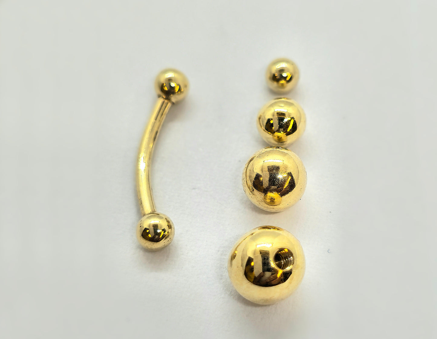 14K Gold Eyebrow Jewellery Curved Barbell Piercing with Custom Ball Size