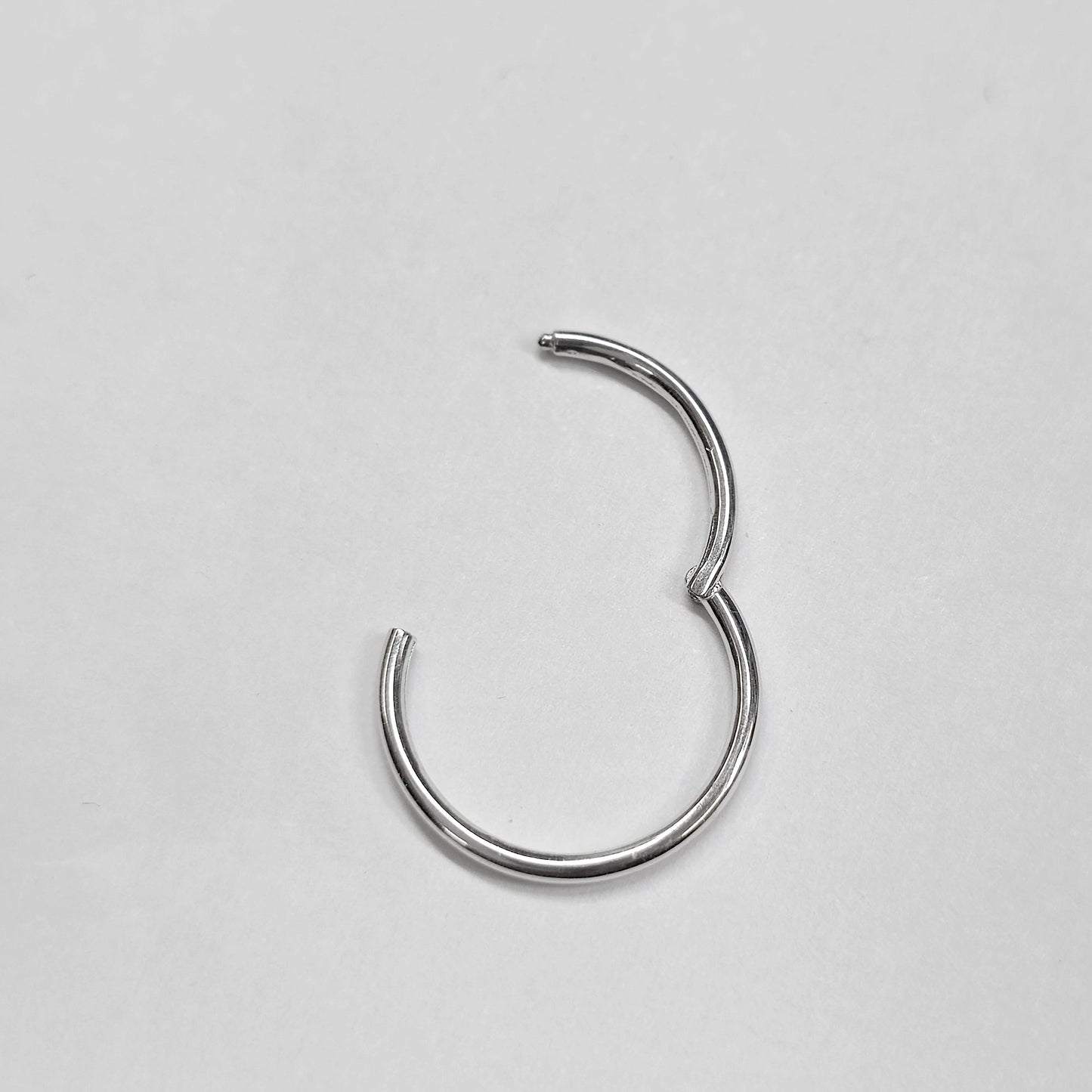 14K White Gold Septum Clicker Hoops Nose Hoop, Lip Piercing Hinged Ring - Body Jewellery - 1pc each order