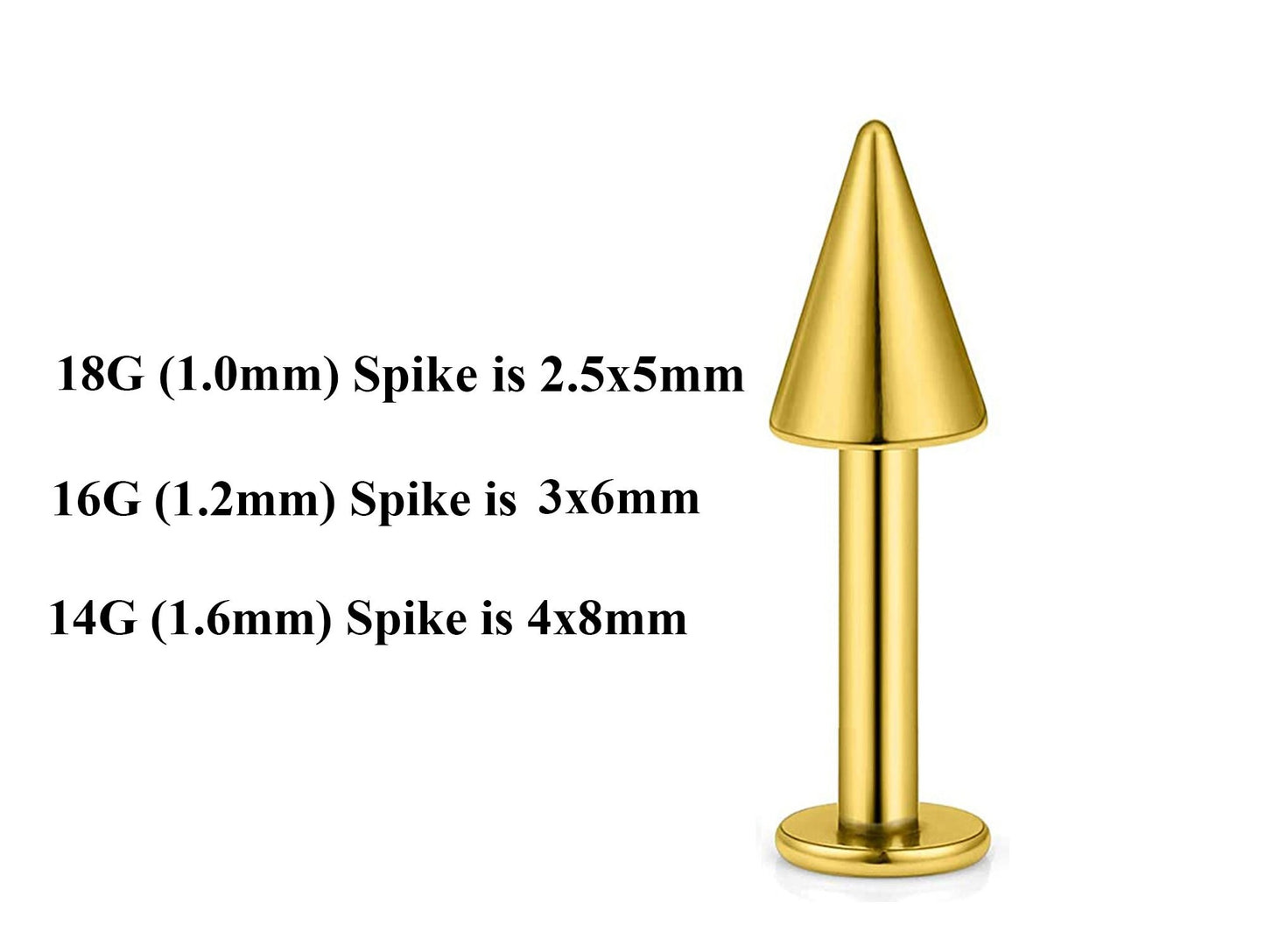 Gold Labret Stud, Labret Piercing – Custom Lip Labret 18g 16g 14g Labret Piercing for Lip, Chin and More – Choose Top Ball in the Options