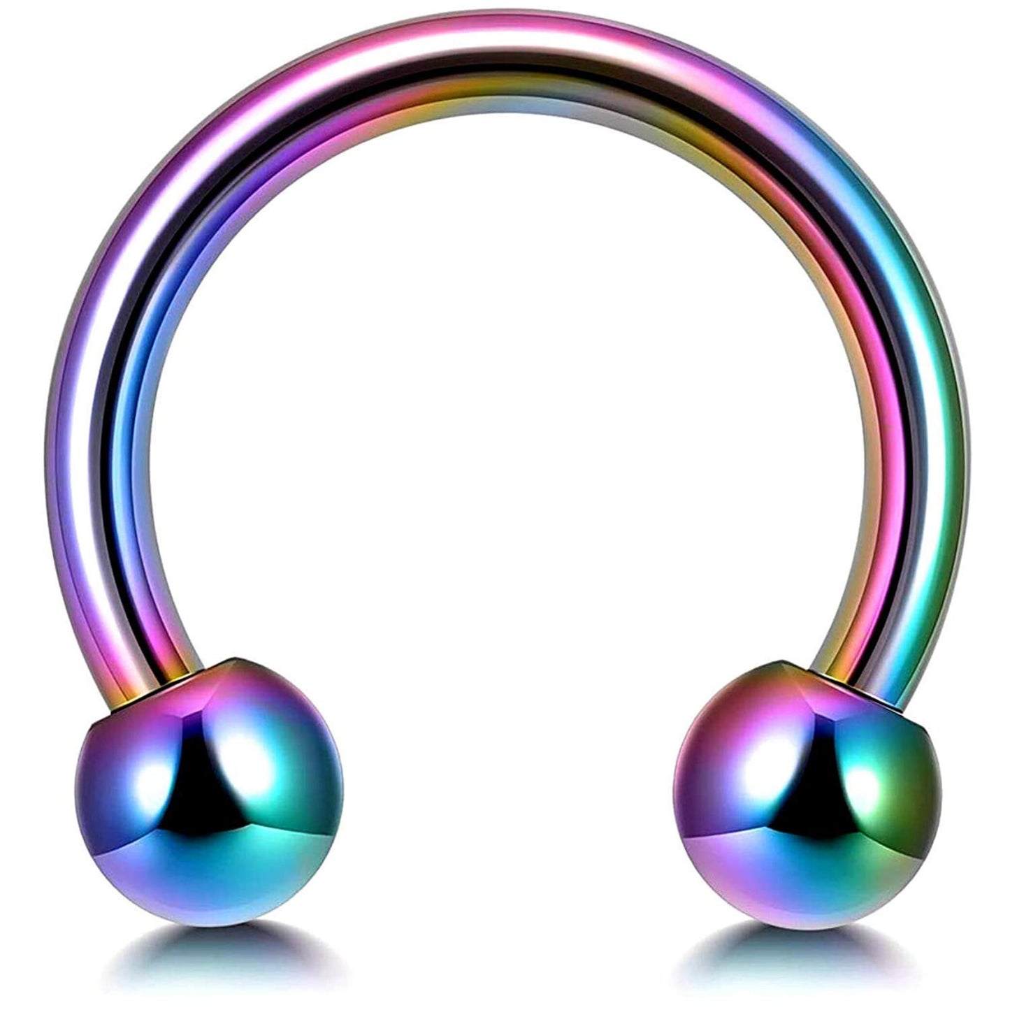 Titanium Horseshoe - Titanium Nose Piercing - Rainbow Septum Ring - 00G, 0G, 1G, 2G, 4G, 6G, 8G, 10G, 12G, 14G 16G, 18G - Size 6mm to 19mm