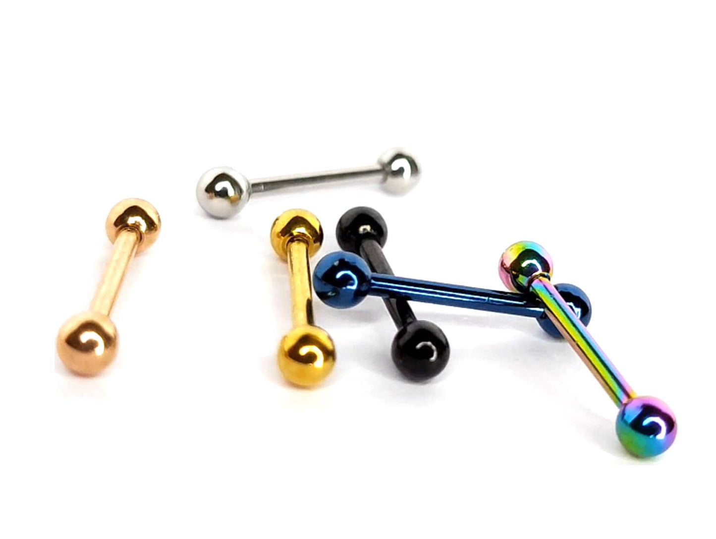 Tongue Barbell Piercing Jewelry, 14G Straight Tongue Bar Barbell Studs size 14mm to 18mm - you get 1pc each order