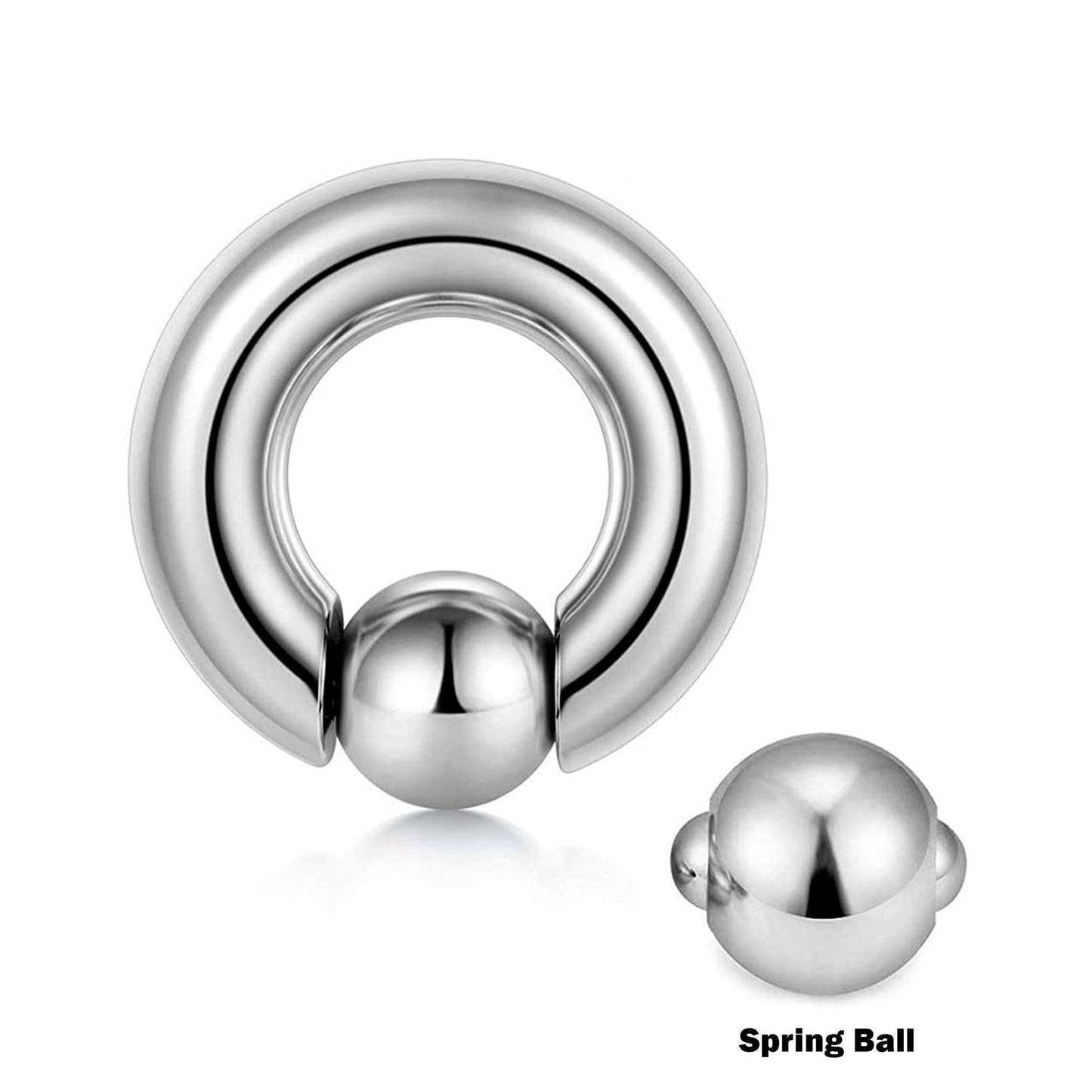 Titanium Captive Bead Ring, Captive Nose Ring – Piercings for Ear, Septum Ring, Lip, Nipple Rin Gauge 18g to 0g – Big Gauge with Spring Ball