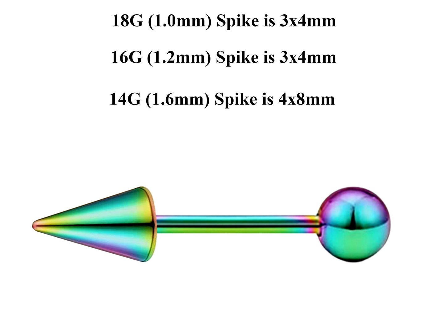 Rainbow Barbell Stud, Industrial Piercing – Custom Barbell Piercing 18g, 16g, 14g Body Jewellery for Nipple, Eyebrow, Tongue Bar and More