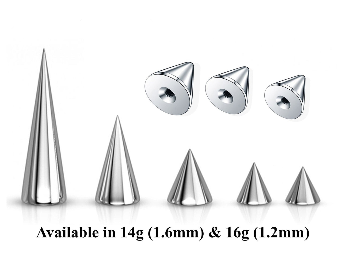 Body Jewelry Replacement Balls, Spikes - (2pcs) Loose parts for Barbells, Horseshoe Piercing, Curved Barbell, Labrets, Septum and more.