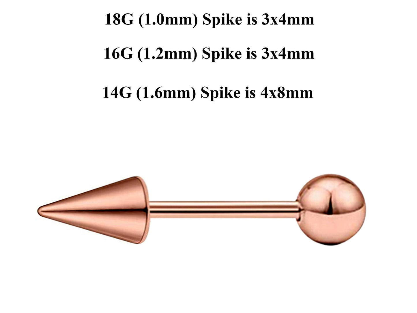Rose Gold Barbell Stud, Industrial Piercing – Custom Barbell Piercing 18g, 16g, 14g Body Jewellery for Nipple, Eyebrow, Tongue Bar and More