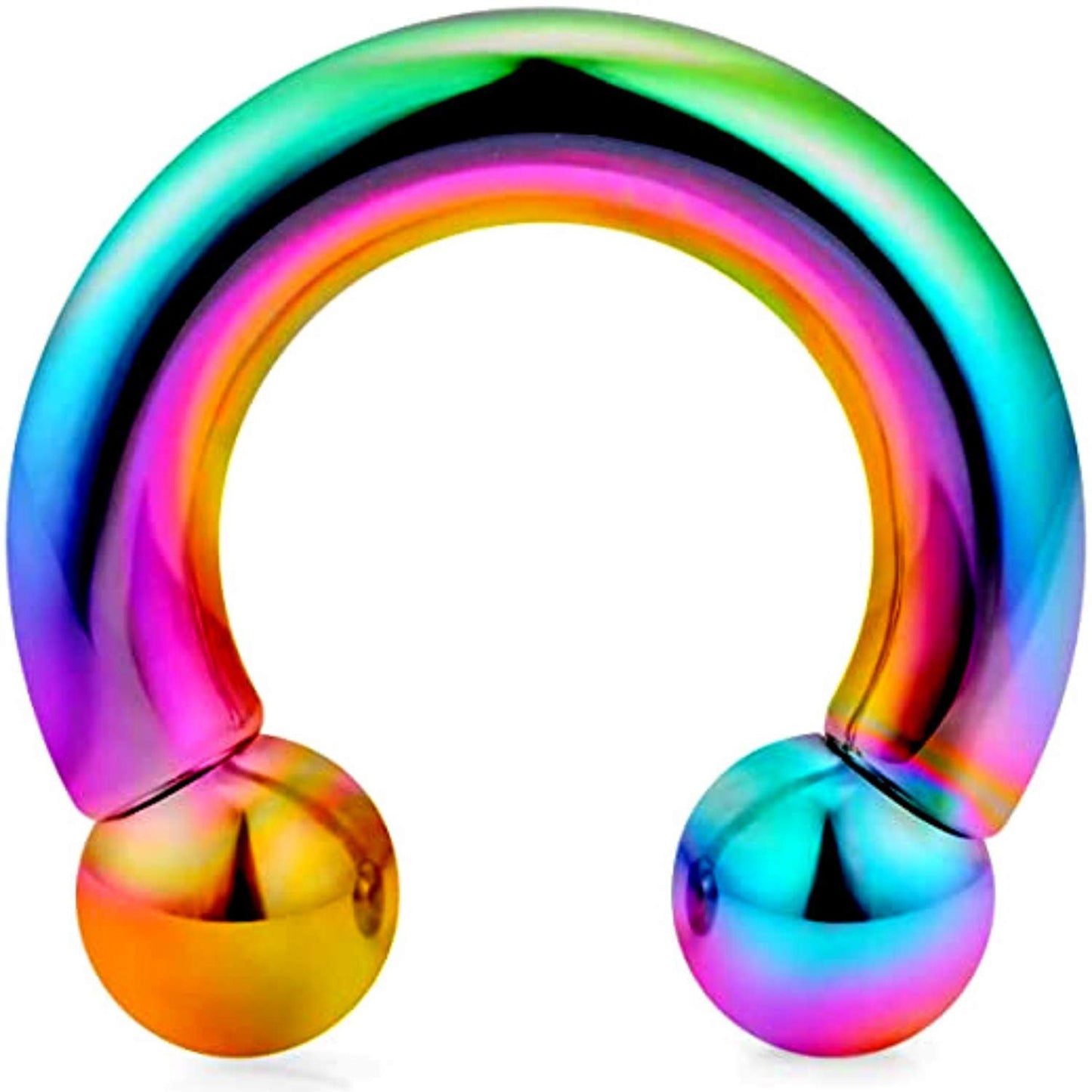 Horseshoe Earrings, Rainbow Nose Ring - Horseshoe Septum Ring - 00G, 0G, 1G, 2G, 4G, 6G, 8G, 10G, 12G, 14G 16G, 18G - Size 6mm to 19mm