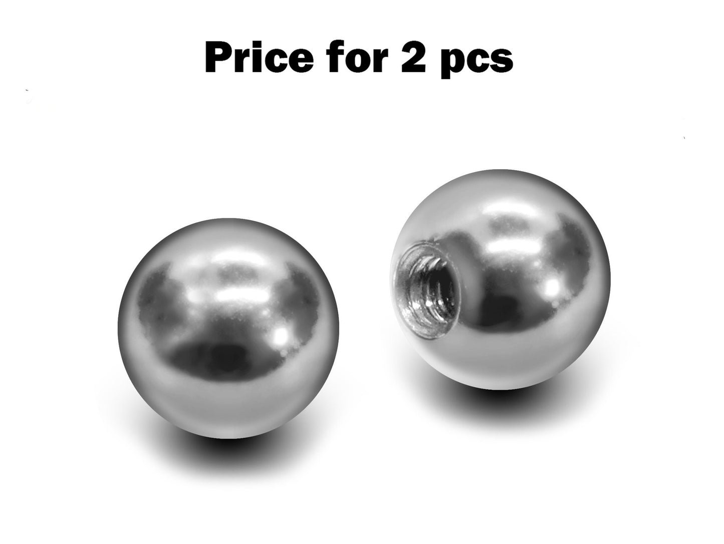 Plain Ball Replacement Piercing Parts, Loose Part – 1 Pair (2pcs) Attachment for lip labret, Barbell, Septum ring, Curved Barbell