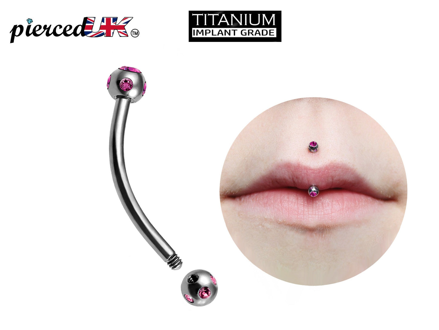 Titanium Jestrum Piercing Lip Jewelry with Multi Stone Crystal 18g 16g 14g Bent Barbell Body Piercing also for Rook, Daith, Eyebrow