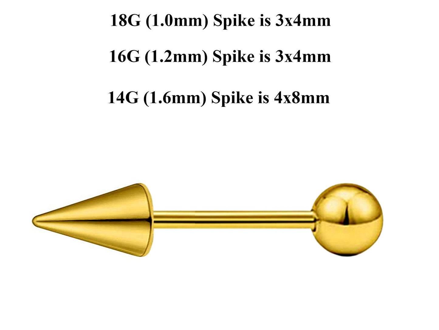 Gold Barbell Stud, Industrial Piercing – Custom Barbell Piercing 18g, 16g, 14g Body Jewellery for Nipple, Eyebrow, Tongue Bar and More