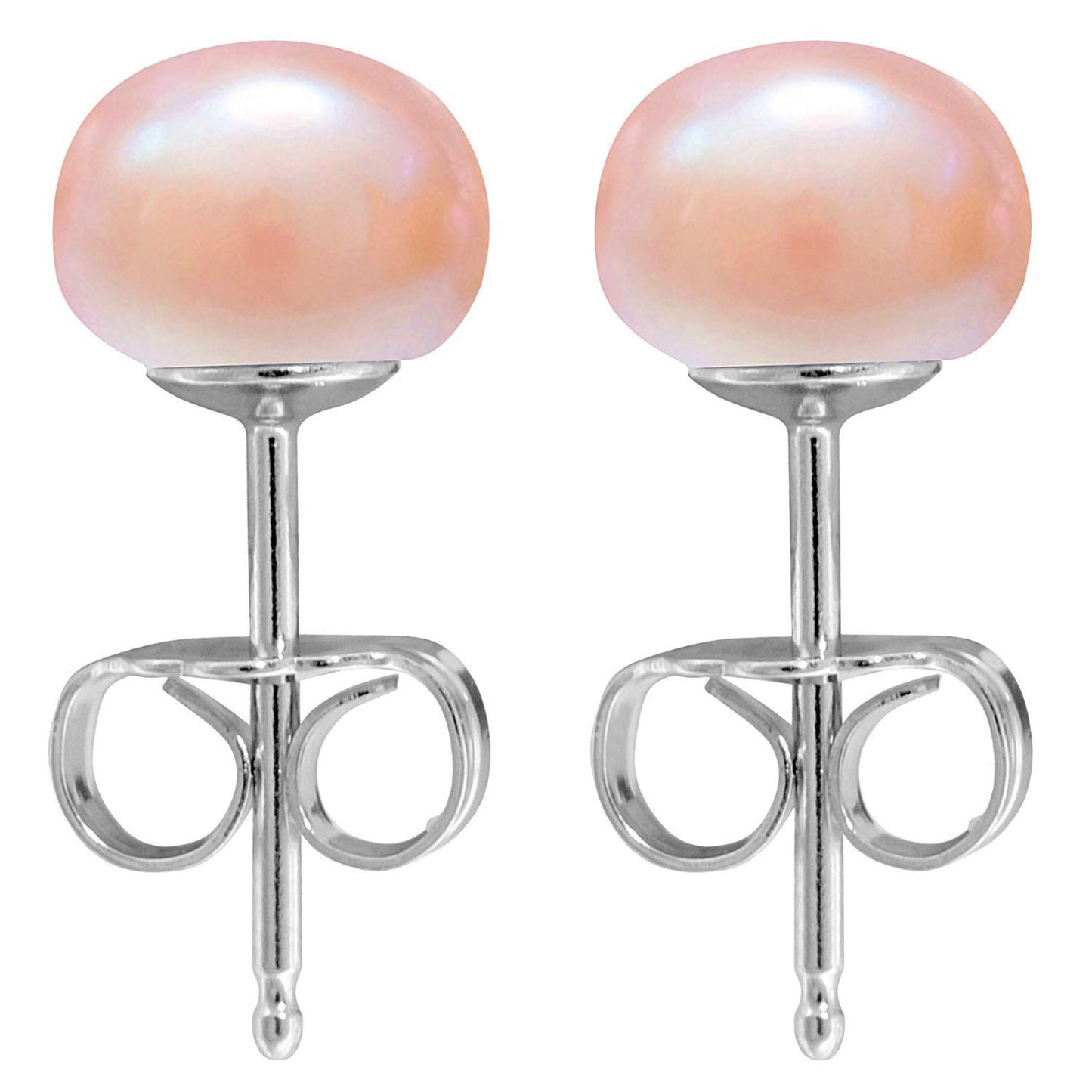 Pearl Earrings, Pearl Studs - Fresh Water Cultured Pearl - White, Peach & Dark Grey Shell Earrings - Surgical Steel Post