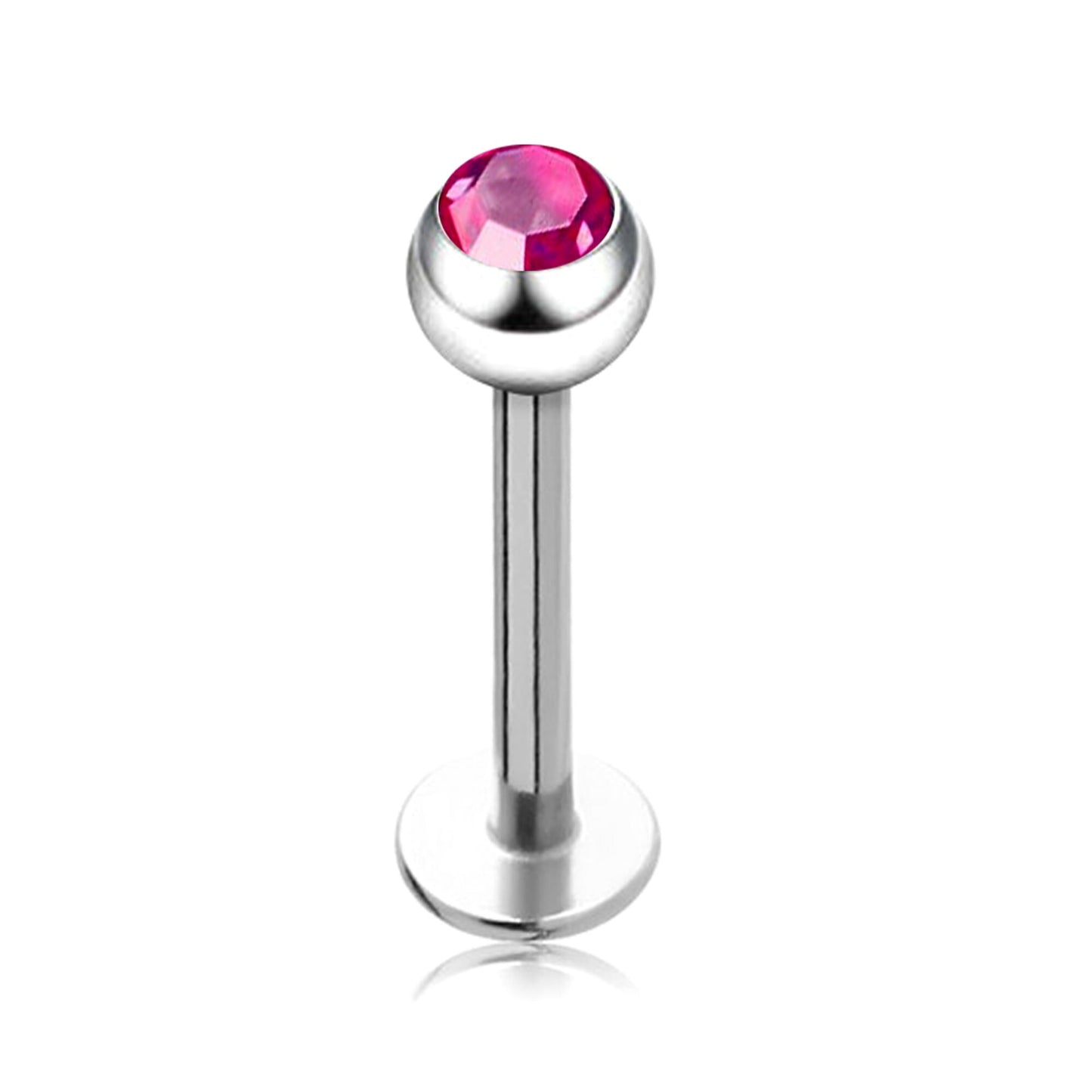 Labret Gem, Titanium Labret Piercing with Gem Crystal Ball – Flatback Lip Piercing Jewelry – 18g 16g 14g Labret Piercing for Lip, Chin