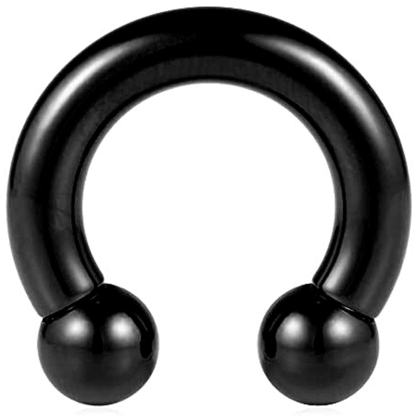 Black Horseshoe Earring - Titanium Septum Ring - 00G, 0G, 1G, 2G, 4G, 6G, 8G, 10G, 12G, 14G 16G, 18G - Size 6mm to 19mm