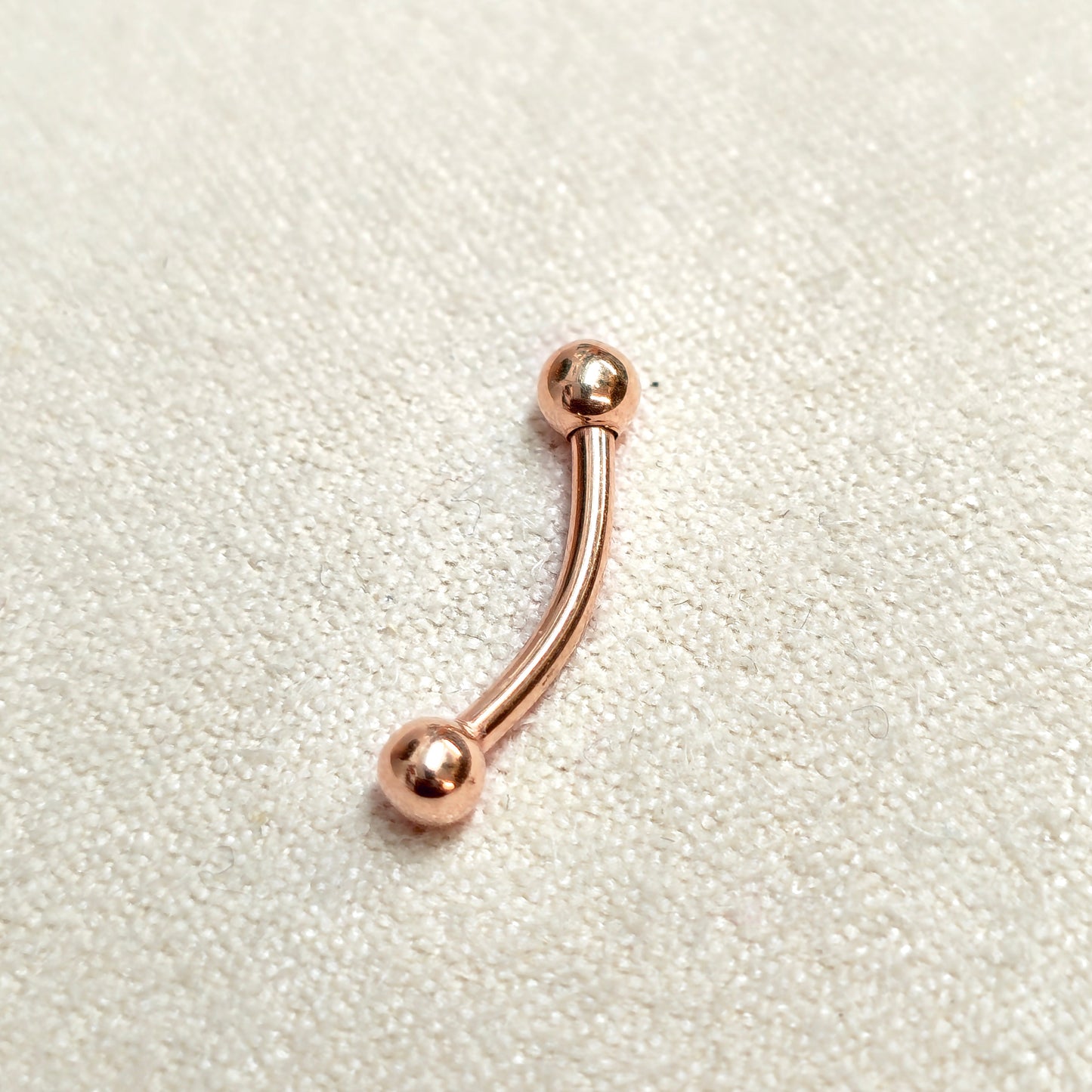14K Rose Gold 16G Curved Barbell Piercing - 14K Gold Body Piercing for Eyebrow, Lip Studs, Rook Jewelry, Cartilage Bar