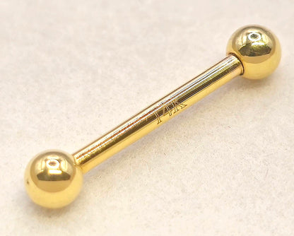 14K Gold Tongue Barbell Piercing Body Jewellery  | 14G (1.6mm)