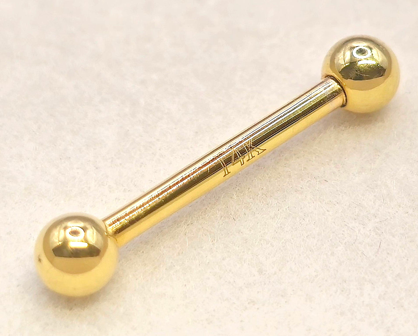 14G (1.6mm) | 14K Gold Internally Threaded Industrial Barbell, Scaffold Piercing Body Jewellery