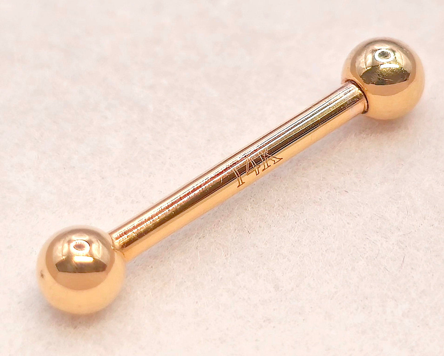 14K Rose Gold Tongue Barbell Piercing Body Jewellery  | 14G (1.6mm)
