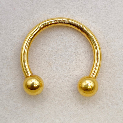 14K Solid Gold Horseshoe 16G 14G Circular Barbell CBB Nose Septum Piercing