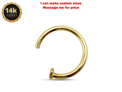 14K Gold Nose Ring, Nose Hoop Piercing