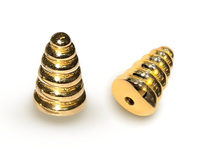 14K Gold Piercing Loose Part 16G Tapered Spiral Layer Design for Labret Stud, Nipple Barbell Jewellery - Handmade Gold Body Jewelry Piercing