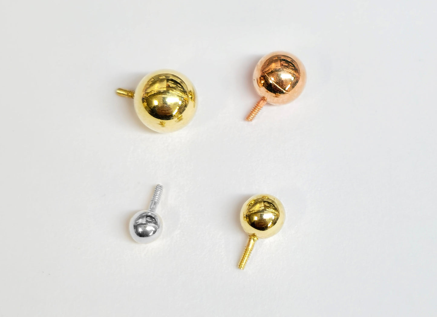 14K Gold Replacement Ball for Internally Threaded Piercing Labrets, Barbells Body Jewellery