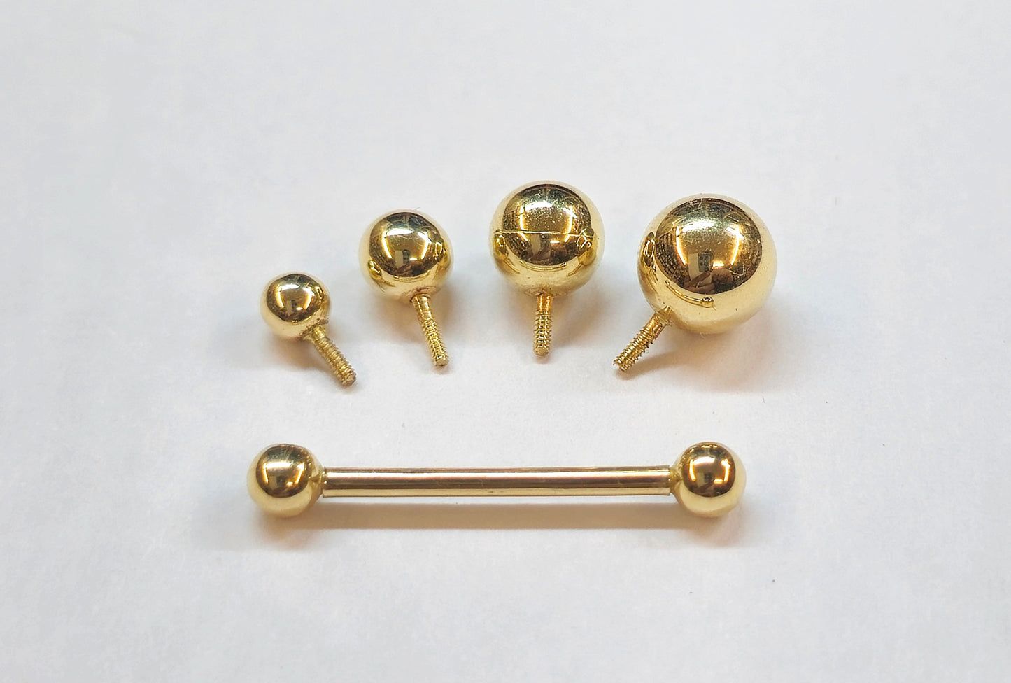 14K Gold Internally Threaded Tongue Barbell Piercing Body Jewellery | 14G (1.6mm)