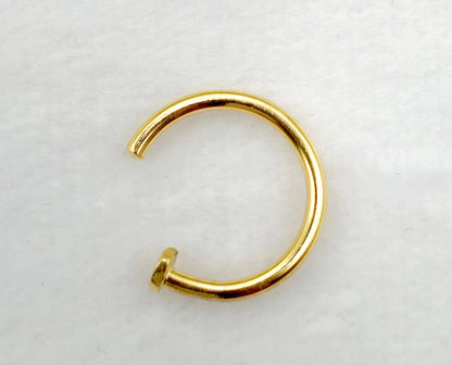 14K Gold Nose Ring, Nose Hoop Piercing