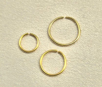 14K Solid Gold Nose Ring - Thin Gold Nose Piercing Hoop Ring - 20 Gauge (0.8mm) - Septum Ring, Nose Piercing, Dainty Ring, Helix Ring