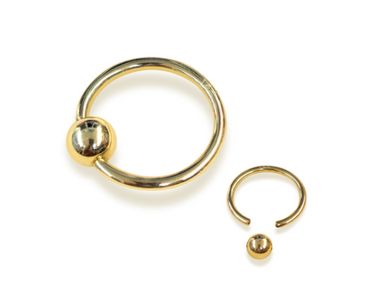 14K Gold Captive Bead Hoops, Ball Closure Ring BCR, Lip Jewellery, Cartilage Helix, Daith, Conch, Septum Piercing - Size 18g 16g 14g