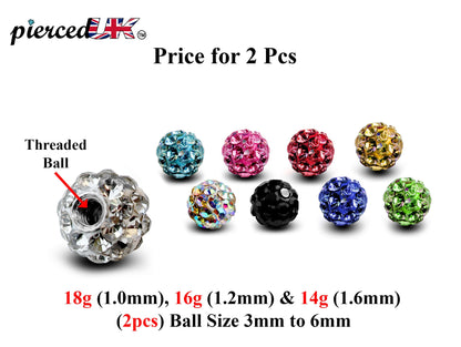 Replacement Piercing Parts, Loose Part – 1 Pair (2pcs) Disco Ball Attachment for Piercing like labret, Barbell, Septum ring, Curved Barbell