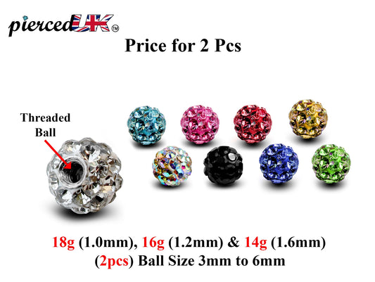Replacement Piercing Parts, Loose Part – 1 Pair (2pcs) Disco Ball Attachment for Piercing like labret, Barbell, Septum ring, Curved Barbell