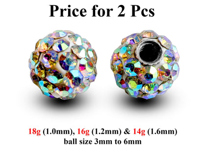 Replacement Piercing Parts, Loose Part – 1 Pair (2pcs) Disco Ball Attachment for Piercing like labret, Barbell, Septum ring, Curved Barbell