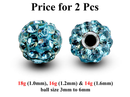 Replacement Piercing Parts, Loose Part – 1 Pair (2pcs) Disco Ball Attachment for Piercing like labret, Barbell, Septum ring, Curved Barbell