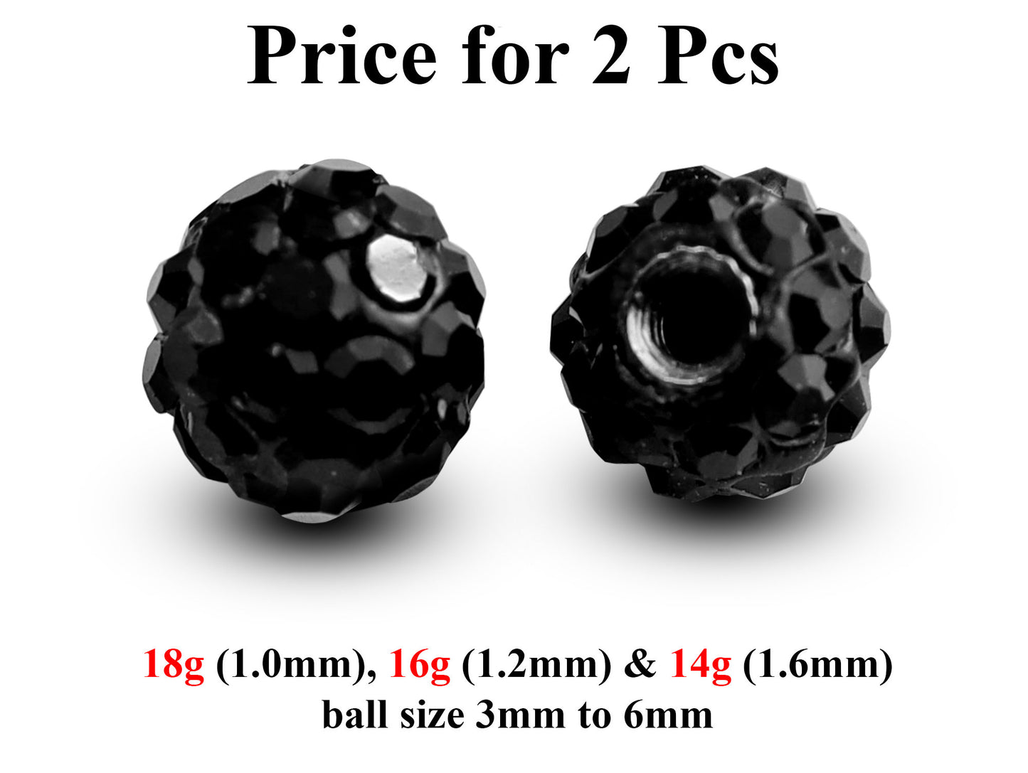 Replacement Piercing Parts, Loose Part – 1 Pair (2pcs) Disco Ball Attachment for Piercing like labret, Barbell, Septum ring, Curved Barbell