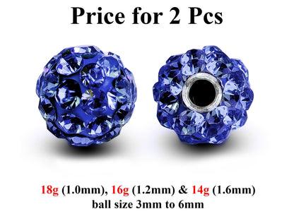 Replacement Piercing Parts, Loose Part – 1 Pair (2pcs) Disco Ball Attachment for Piercing like labret, Barbell, Septum ring, Curved Barbell