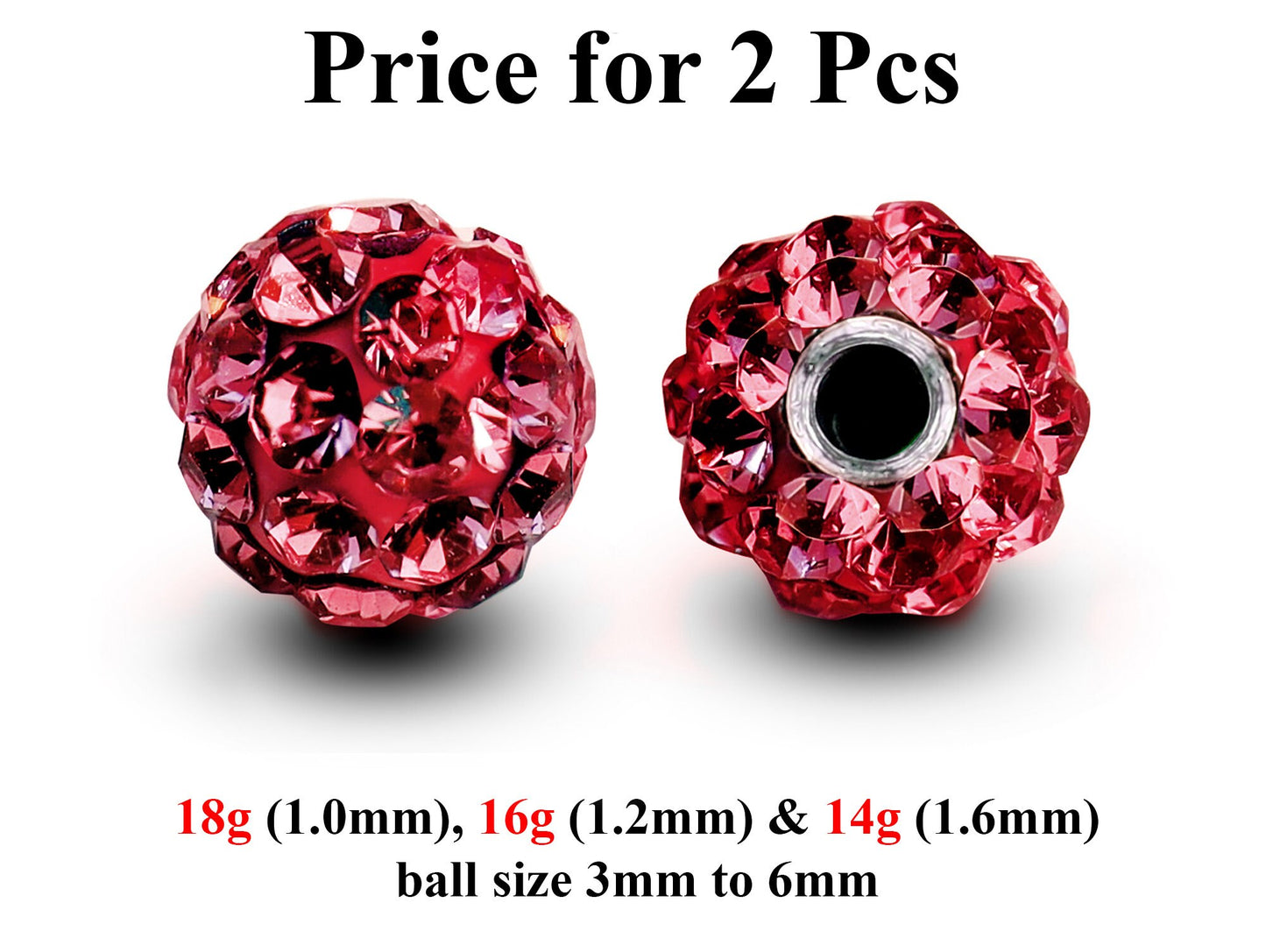 Replacement Piercing Parts, Loose Part – 1 Pair (2pcs) Disco Ball Attachment for Piercing like labret, Barbell, Septum ring, Curved Barbell