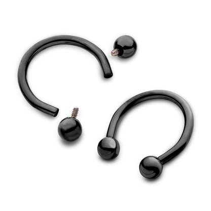 Titanium Black Horseshoe Barbell, Septum Ring - 16G to 00G Internally Threading Septum Jewelry - Body Piercing Nose Piercing, Helix, PA ring