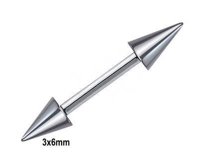 Titanium Barbell Spike/Cone Nipple Piercing, Nipple Jewelry Internally Threaded – 16g, 14g (1.2 & 1.6mm) Nipple Bar - 1pc each order
