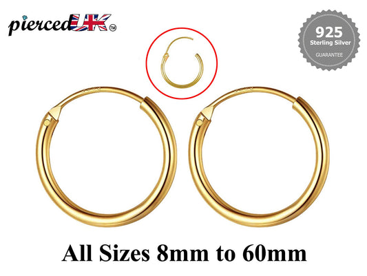 Hoop Earrings Gold - 18K Gold Plated - Hand Crafted and Hand Polished - Packed in a Plush Velvet  Bag - See Size Details on the Description