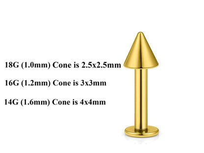 Gold Labret Stud, Labret Piercing – Custom Lip Labret 18g 16g 14g Labret Piercing for Lip, Chin and More – Choose Top Ball in the Options