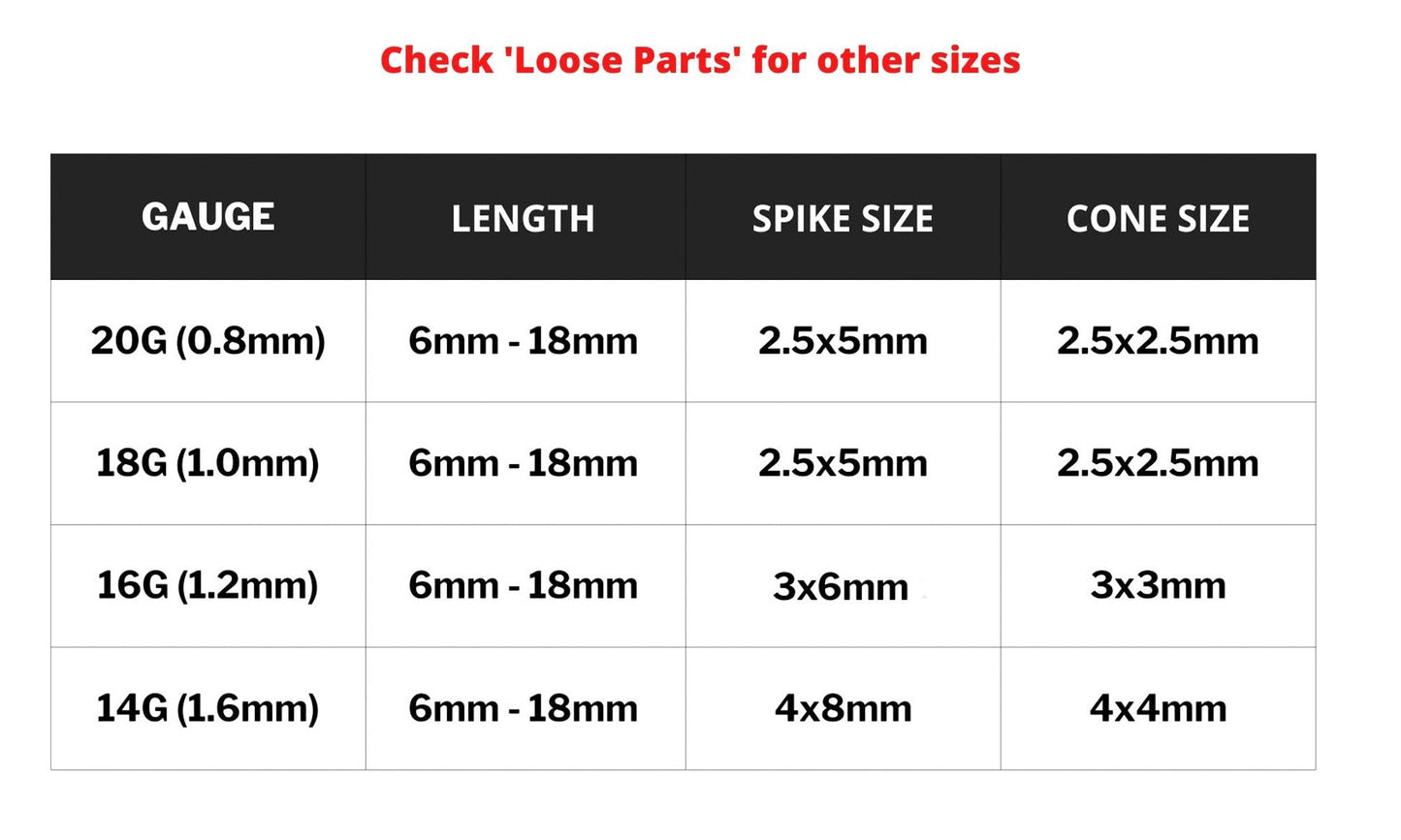 Spike Septum Jewelry, Cone Horseshoe Septum - 16G, 14G - Sizes 6mm to 16mm - Piercing for Nose, Eyebrow, Ears, Lip Ring, Nipple, Cartilage.