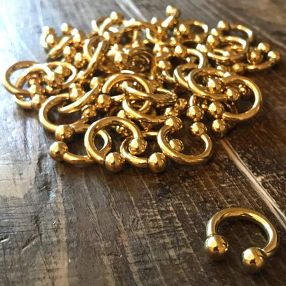 Titanium Gold Horseshoe Septum Ring, Nose Piercing - 1pc to 4pc Circular Barbell (CBB) - 18g, 16g, 14g size 6mm to 16mm