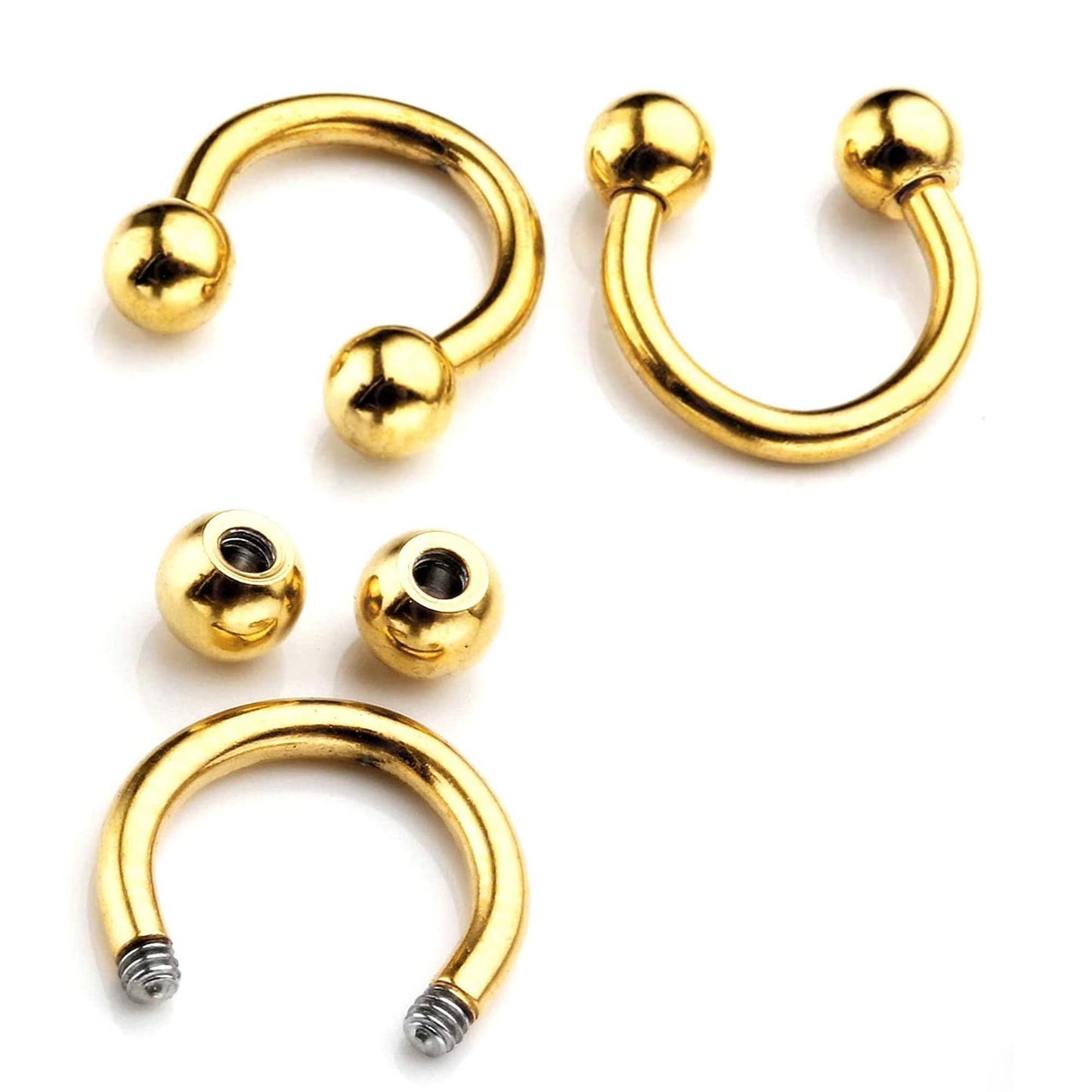 Titanium Gold Horseshoe Septum Ring, Nose Piercing - 1pc to 4pc Circular Barbell (CBB) - 18g, 16g, 14g size 6mm to 16mm