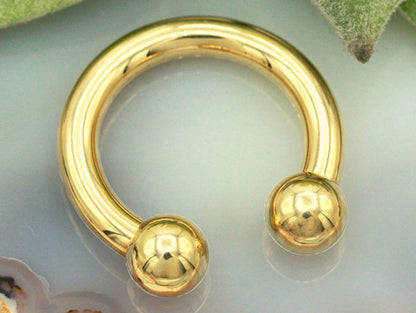 Titanium Gold Horseshoe Septum Ring, Nose Piercing - 1pc to 4pc Circular Barbell (CBB) - 18g, 16g, 14g size 6mm to 16mm