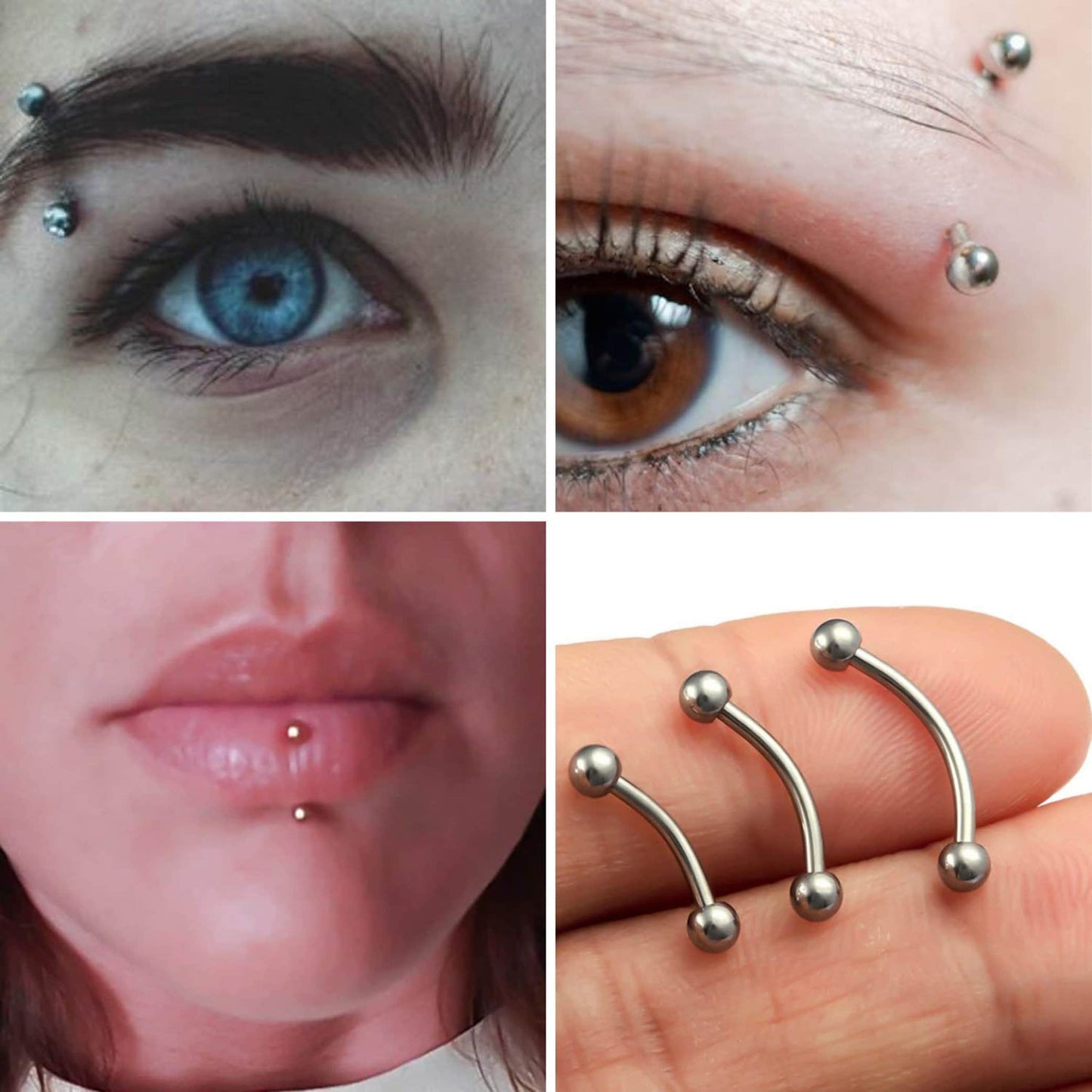 Belly Bar Plain Ball, Eyebrow Bar – (1.6mm) 14g Curved Barbell Piercing with Custom Ball Size 3mm to 8mm