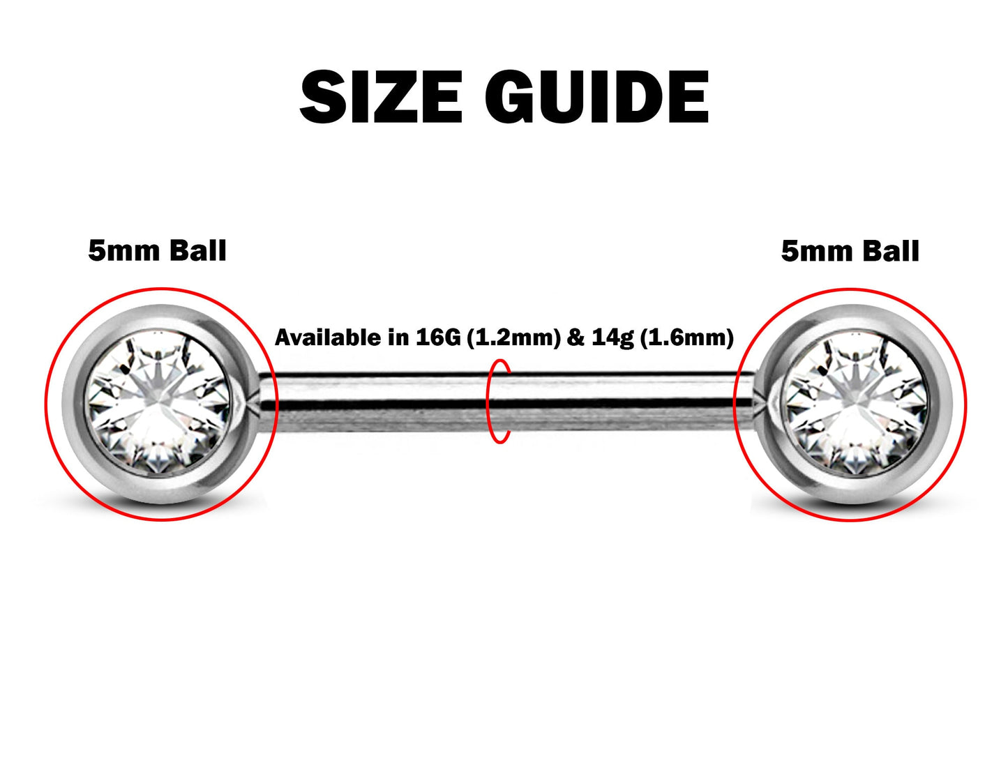 Titanium Nipple Front Face Barbell, Nipple Jewelry - 16g 14g Nipple Bar with CZ Crystals - Nipple Rings, Nipple Piercing Body Jewellery