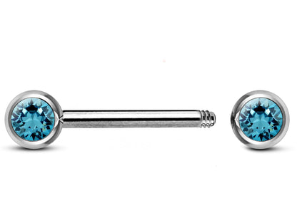 Titanium Nipple Front Face Barbell, Nipple Jewelry - 16g 14g Nipple Bar with CZ Crystals - Nipple Rings, Nipple Piercing Body Jewellery