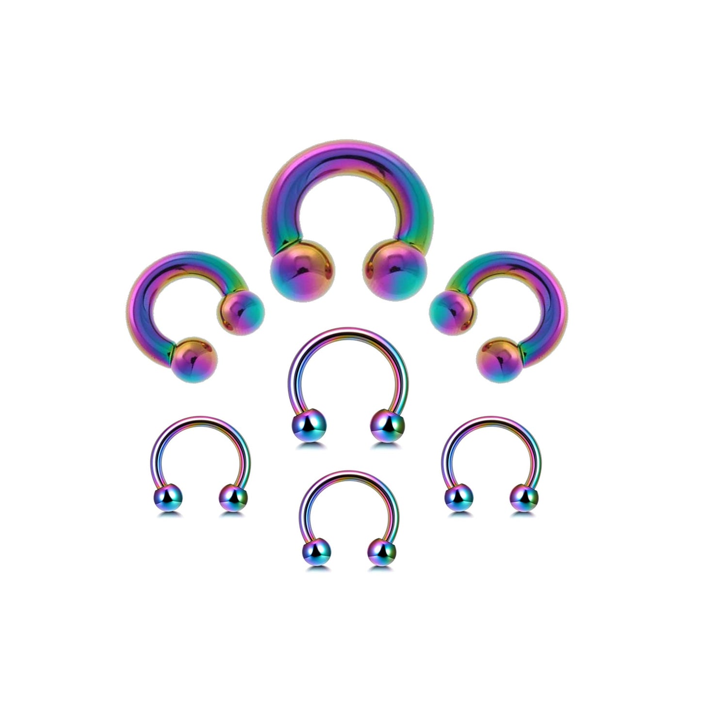 Titanium Horseshoe - Titanium Nose Piercing - Rainbow Septum Ring - 00G, 0G, 1G, 2G, 4G, 6G, 8G, 10G, 12G, 14G 16G, 18G - Size 6mm to 19mm