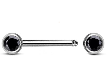 Titanium Nipple Front Face Barbell, Nipple Jewelry - 16g 14g Nipple Bar with CZ Crystals - Nipple Rings, Nipple Piercing Body Jewellery