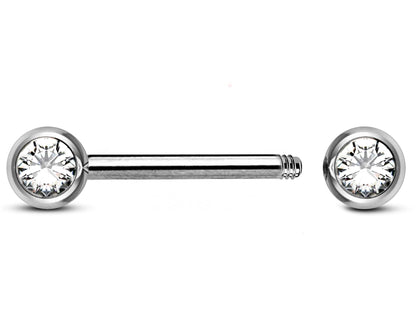 Titanium Nipple Front Face Barbell, Nipple Jewelry - 16g 14g Nipple Bar with CZ Crystals - Nipple Rings, Nipple Piercing Body Jewellery