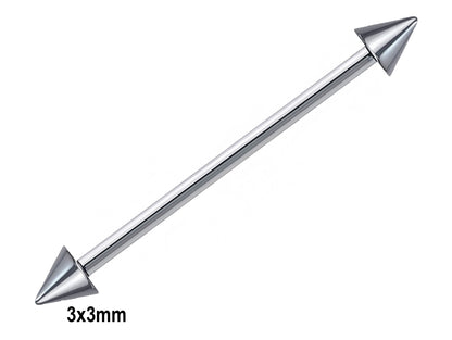 Titanium Barbell Spike/Cone Industrial Piercing Earrings, Internally Threaded – 16g, 14g (1.2 & 1.6mm) Ear Piercing Helix